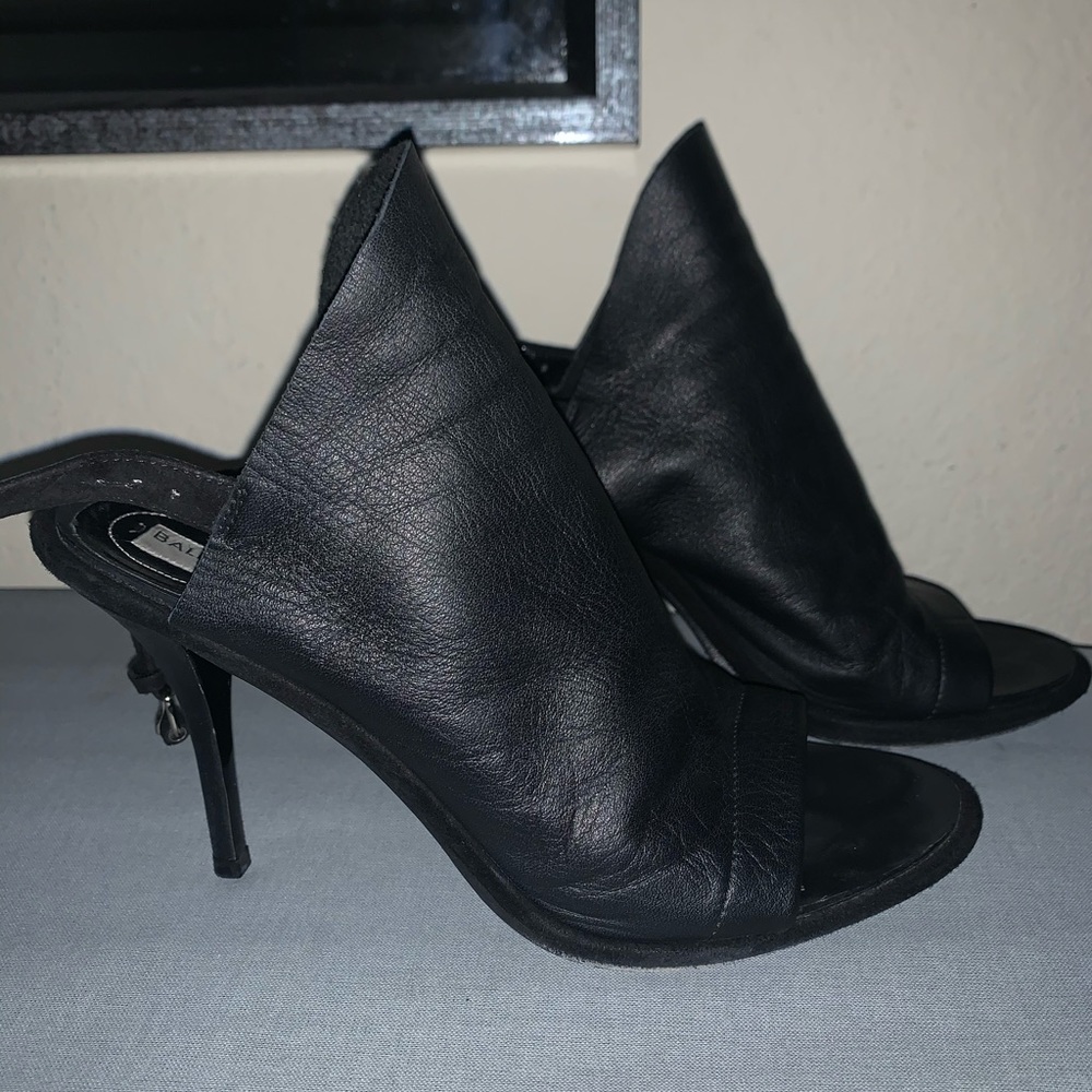 Balenciaga Leather Peep Toe Heels